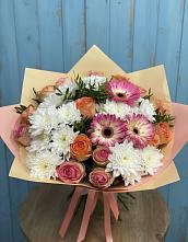 Букет цветов из:  Розы, Герберы и Хризантемы #REPLACE_PRED# Волжске