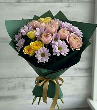 Букет цветов из:  Хризантемы и Розы в Волжске