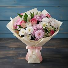 Букет цветов из:  Хризантемы, Альстромерии и Розы в Волжске