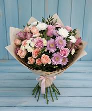 Букет цветов из:  Хризантемы, Розы и Альстромерии #REPLACE_PRED# Волжске