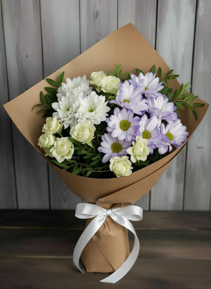 Букет цветов из: Хризантемы и Розы в Волжске